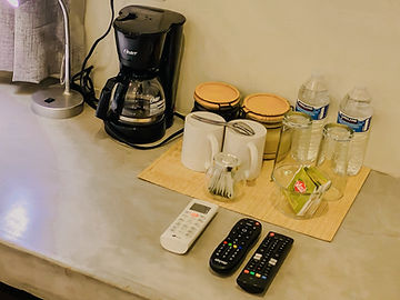 Coffee station with coffee maker and mugs
