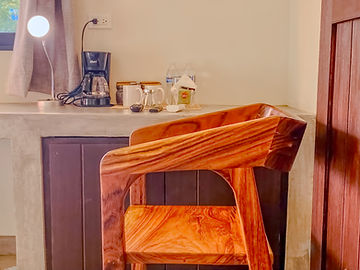 Wooden chair and coffee station